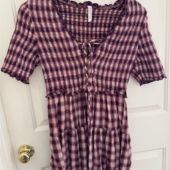 🤍AE Preppy Maroon/Purple Plaid Mini Dress 🤍 - Picture 4 of 5